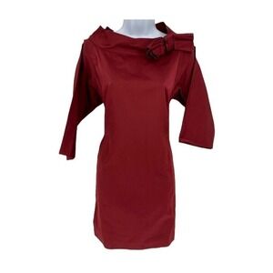 DKNY Dress Womens 6 Shift Bow Neckline Satin Career Evening Event Zip Holiday